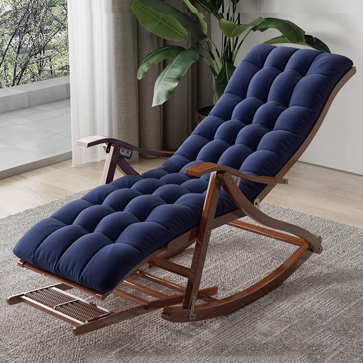 Opvouwbare fauteuil - Schommelstoel met steun - Ontspannen in huis - Met voetmassage - 76 cm diep - Blauw