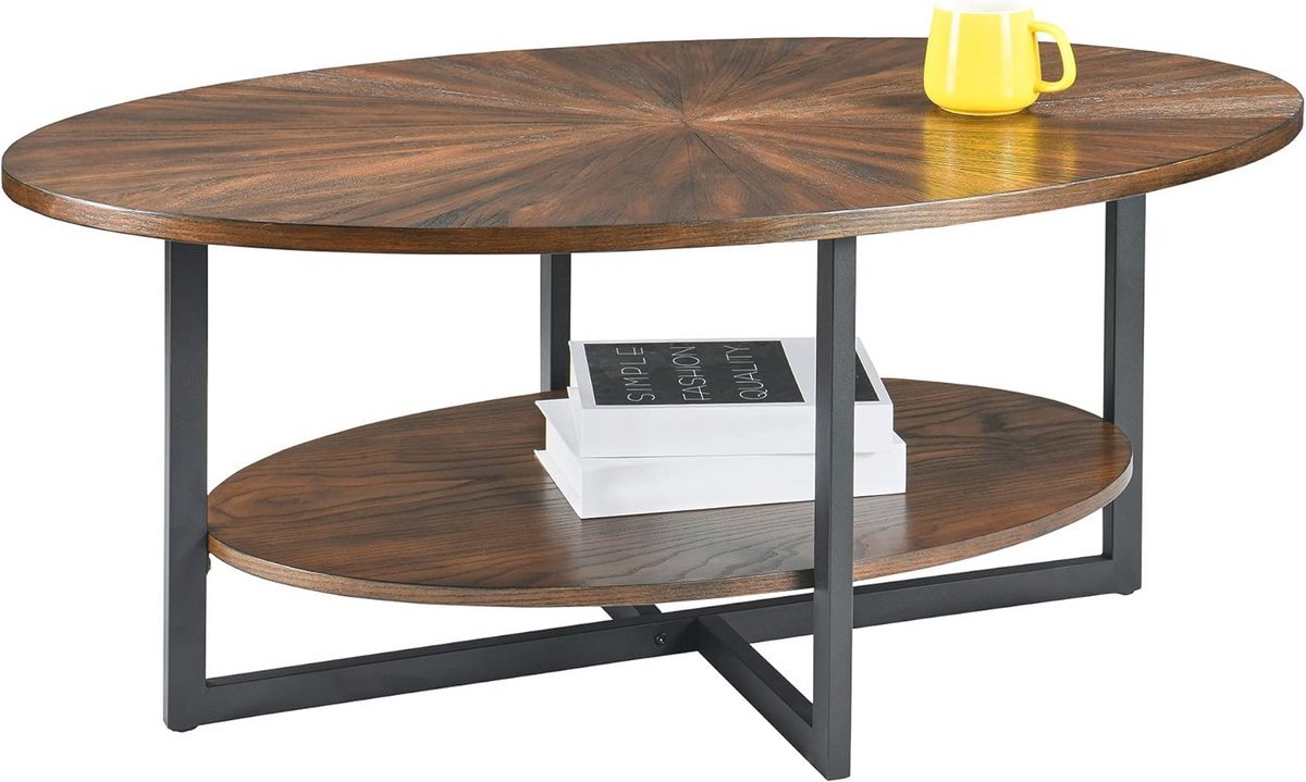Ovale salontafel met metalen poten - Moderne Industriële middentafel voor woonkamer