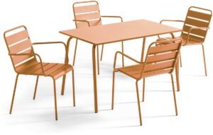 Oviala - Tuinset met tafel en 4 Karamel fauteuils - Palavas