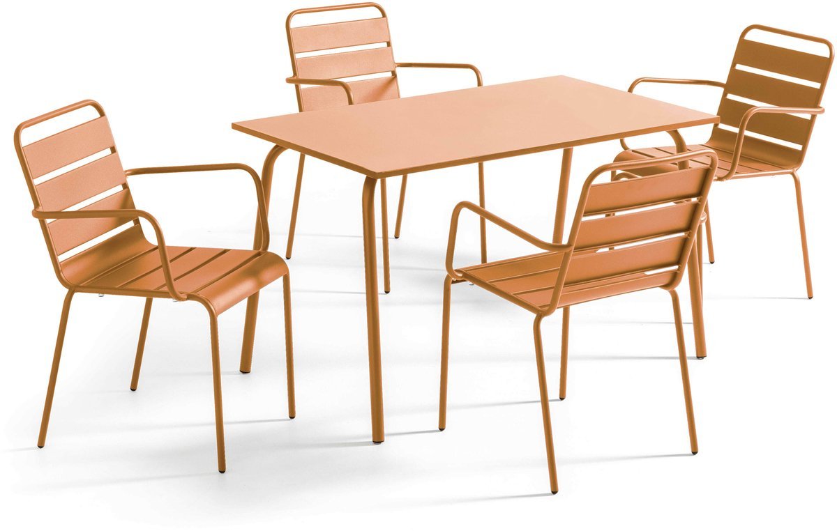 Oviala - Tuinset met tafel en 4 Karamel fauteuils - Palavas