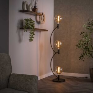 PS-Collection Vloerlamp Metaal Bronskleur - 3L Gebogen Design - vloerlampen woonkamer, staanlamp, vloerlamp zwart, vloerlamp industrieel, vloer lamp, staande lampen woonkamer, staande lampen, staande lamp industrieel