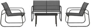 Paco Goederen® - Tuinset - tuinmeubelset van 4 met 1 tweezitsbank - 2 stoelen - tuinsets -Salontafel - tuinstoelen stapelbaar