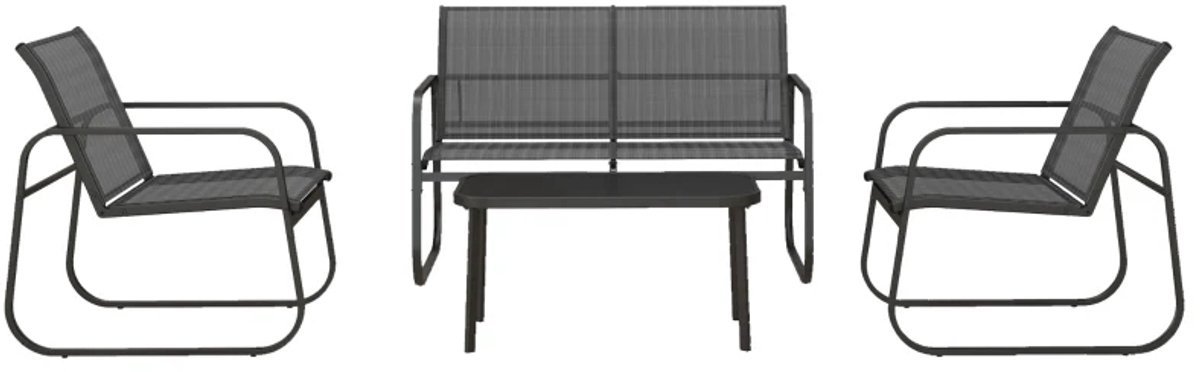 Paco Goederen® - Tuinset - tuinmeubelset van 4 met 1 tweezitsbank - 2 stoelen - tuinsets -Salontafel - tuinstoelen stapelbaar