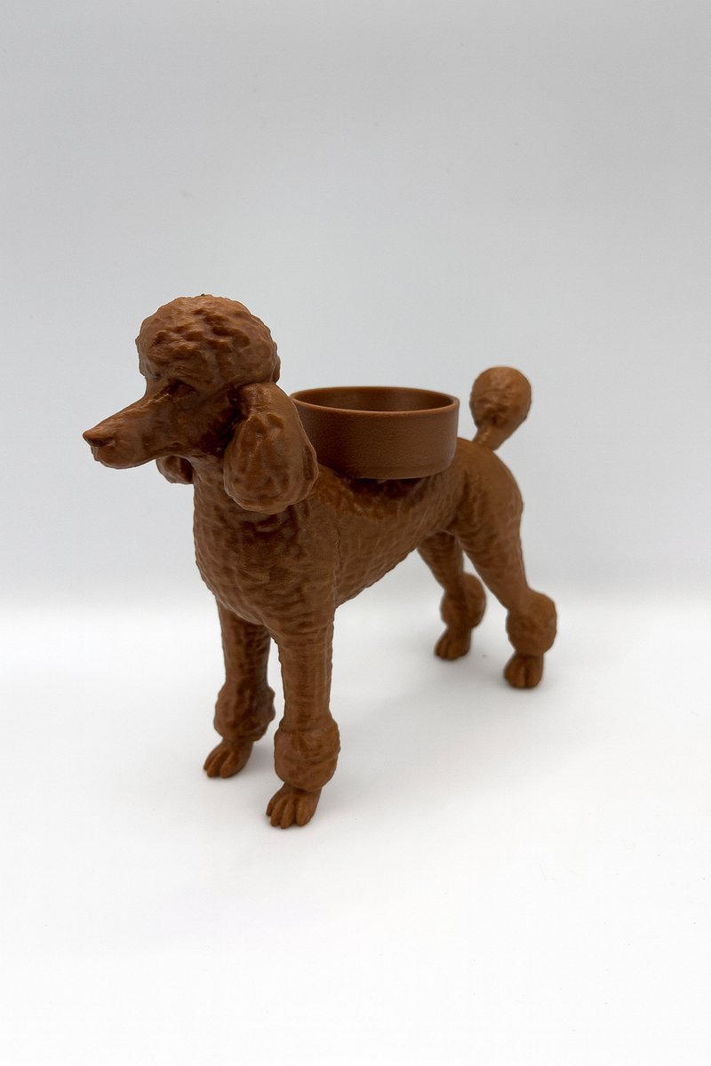 Poedel waxinelichthouder - stijlvolle 3D-geprinte decoratie | Hunoba Creative | bruin