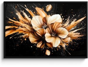 Poster in lijst - Fotolijst 120x80 cm - Posters - Bloemen - Goud - Graffiti - Zwart - Abstract - Posterlijst zwart - Decoratie - Wanddecoratie woonkamer - Muurdecoratie slaapkamer