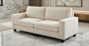 Premium Luxe Premium Katoenen Bankhoes - Beschermende Stretch Bankovertrek voor IKEA Ektorp 3-Zits Bank - Hypoallergene Anti-Slijtage Sofa Cover 218 × 88 × 88 cm - Wit - Casa Serena