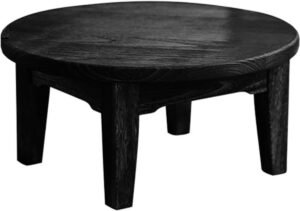 Ronde Vloertafel - Tatami Salontafel - Ontspannen Zitten - Massief Hout - 65x26cm - Zwart