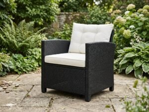 Royal Luxe XXL Hoeklounge Set - Polyrattan Tuinset met WPC Eettafel, Fauteuils & Krukken Zwart industrohome