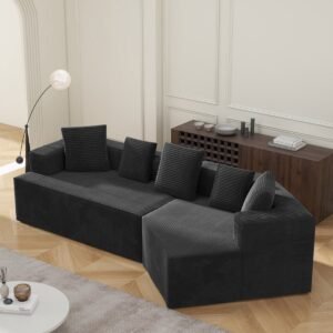STILVORA Modulaire Bank 307 Cm - Flexibel Combinatiesofa - Geen Montage Nodig - Voor Woonkamer En Appartement - Ribfluweel Zwart