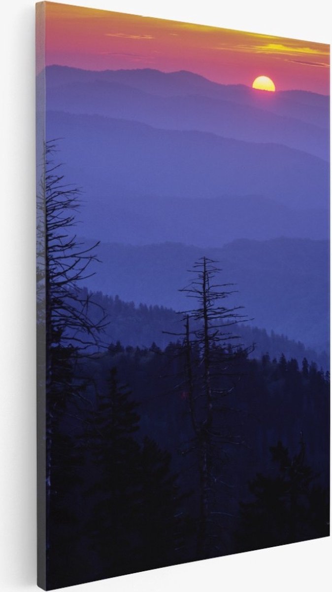 Saammp Canvas Schilderij - Paarse lucht door zonsondergang - Landschap - Natuur - 40x60 - Foto op canvas - Wanddecoratie - Muurdecoratie Woonkamer - Slaapkamer decoratie - Canvas Print