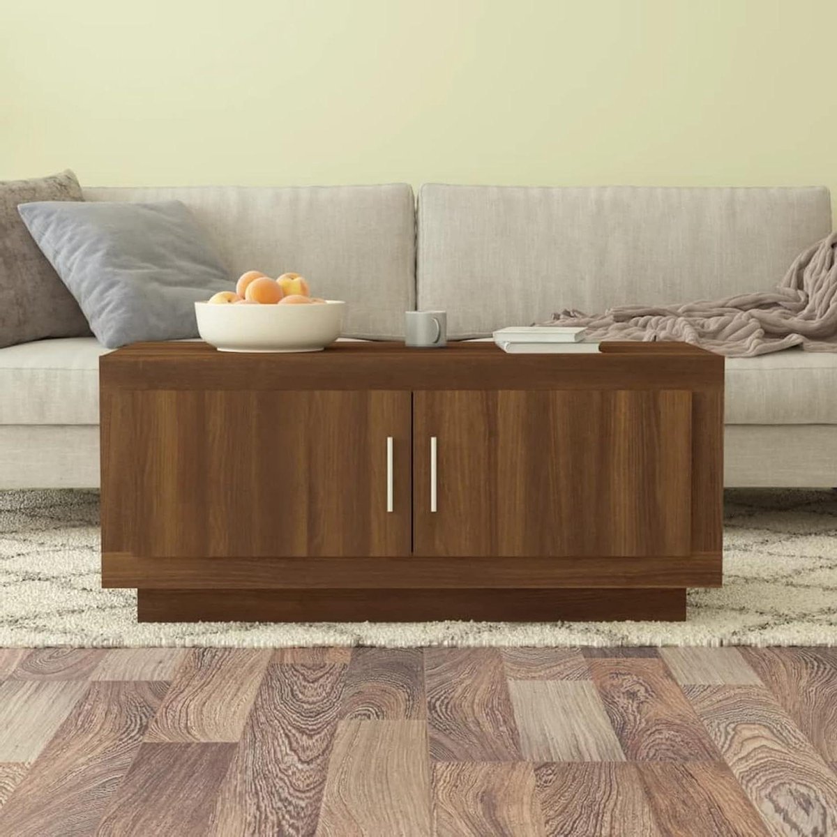 Salontafel - Bijzettafel Koffietafel - Woonkamer Inrichten - Veel Opbergruimte - 102x50x45 cm - Bruineiken