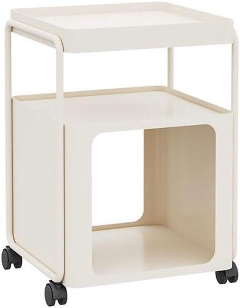 Salontafel bijzettafel - Kleine tafel - Woonkamer inrichting - Stapelbare voet - Compact formaat - Wit