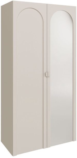 Selsey Arkadia - Kledingkast met spiegel en 2 deuren met boogvormige groeven, kasjmiergrijs, 100 cm
