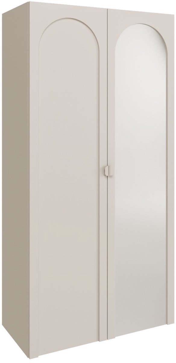 Selsey Arkadia - Kledingkast met spiegel en 2 deuren met boogvormige groeven, kasjmiergrijs, 100 cm