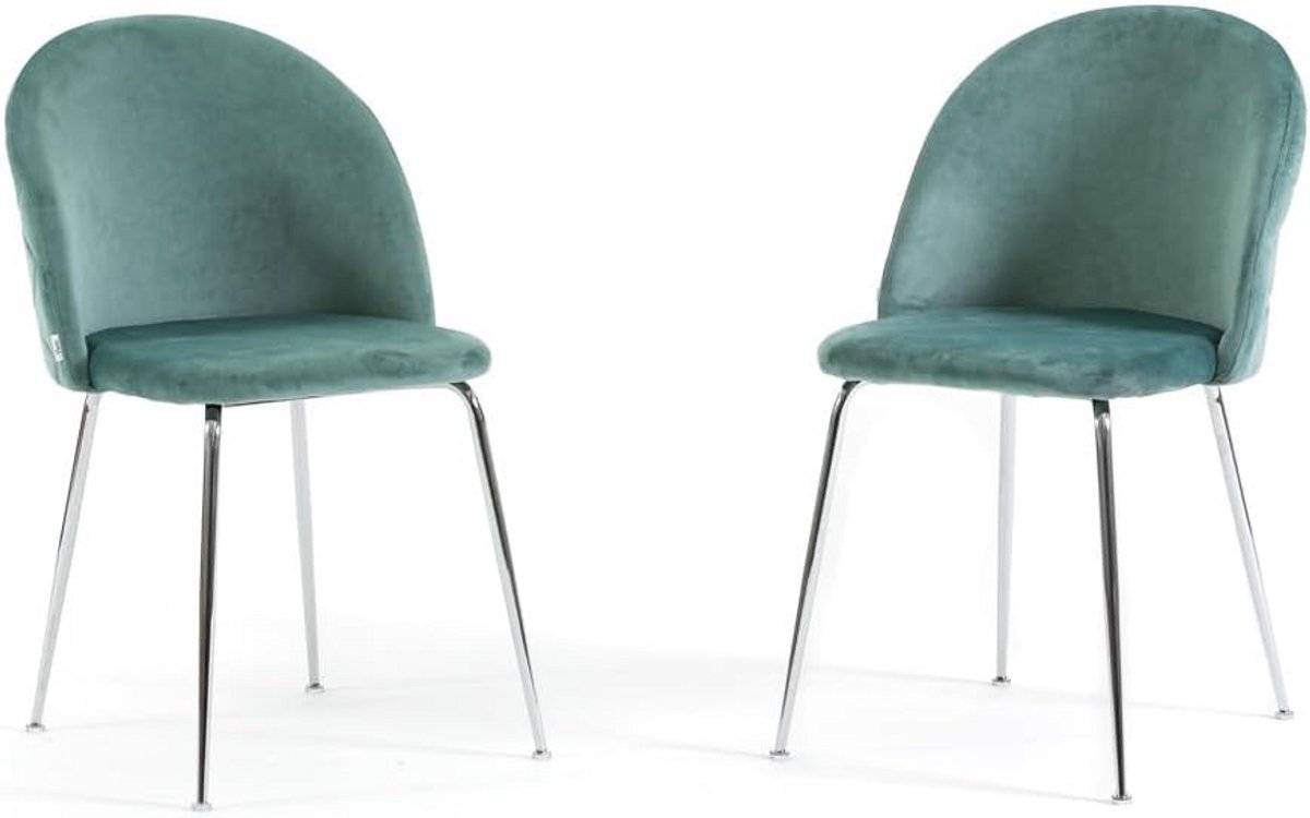 Set van 2 fluwelen eetkamerstoelen met metalen poten voor binnen