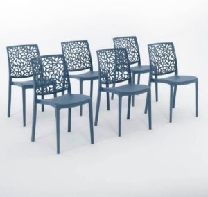 Set van 6 Stapelbare Eetkamerstoelen Petrol - Binnen en Buiten