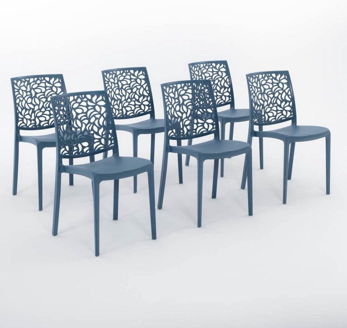 Set van 6 Stapelbare Eetkamerstoelen Petrol - Binnen en Buiten
