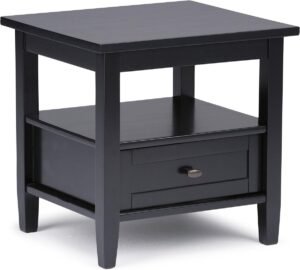 Shaker Stijl Zijtafel met Lade en Open Plank - Hout Zwart
