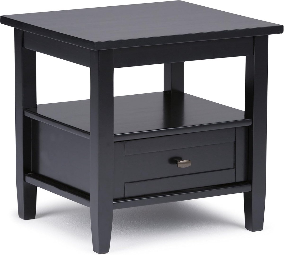 Shaker Stijl Zijtafel met Lade en Open Plank - Hout Zwart