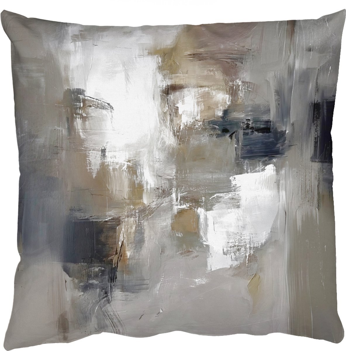 Sierkussens - Kussentjes Woonkamer - 40x40 cm - Kleurenpalet - Penseelstreken - Beige - Nevelig