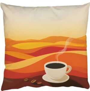 Sierkussens - Kussentjes Woonkamer - 45x45 cm - Koffie - Landschap - Oranje - Koffiebonen