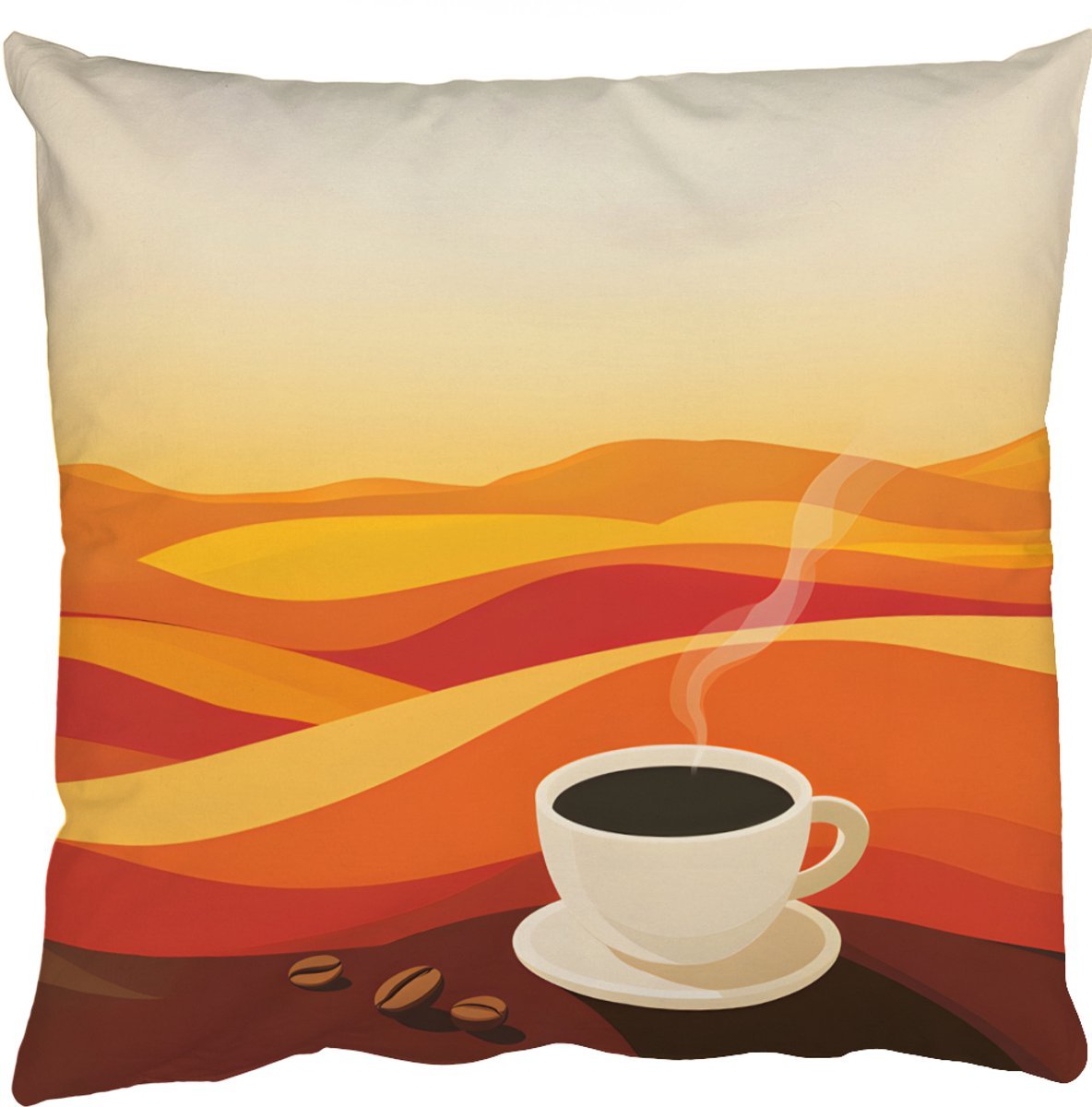 Sierkussens - Kussentjes Woonkamer - 45x45 cm - Koffie - Landschap - Oranje - Koffiebonen