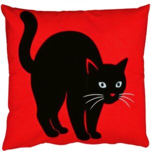 Sierkussens - Kussentjes Woonkamer - 50x50 cm - Kat - Zwart - Staart