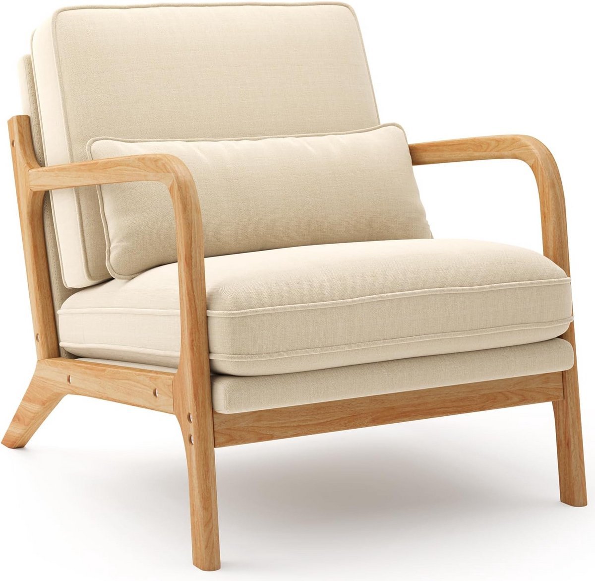Slaapstoel eenpersoons met massief houten frame - Comfortabele fauteuil voor woonkamer en logeerkamer