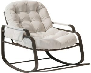 Solayne Stoel - Fauteuil - Schommelstoel - Relaxfauteuil - Relaxstoel - Loungestoel - Voetensteun&Zonneklep - Rotan - Beige