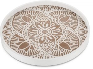 Solidchoice- Houten Lade Uniek Ontwerp - Ronde Dienblad - Decoratief Dienblad - Boho Stijl - Salontafel Lade - Houten Cirkel