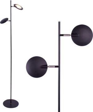 Staande leeslamp | 13 cm | piana | 2 lichts | LED | zwart | metaal | moderne design verlichting