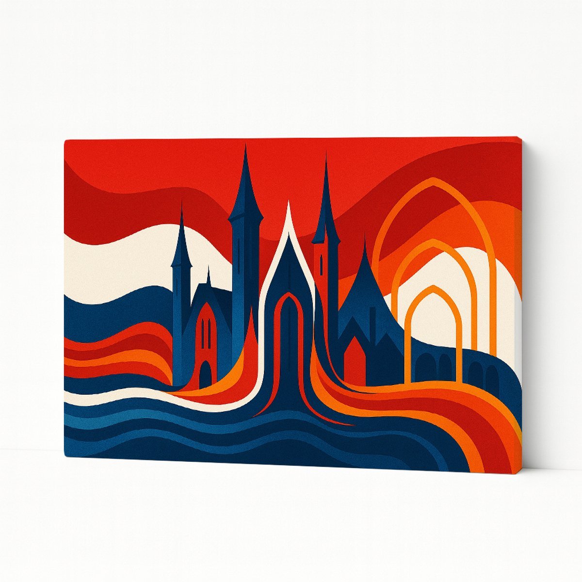 Stadssilhouet - kunstobject - kunstwerk - Canvas schilderij - 60x40 cm