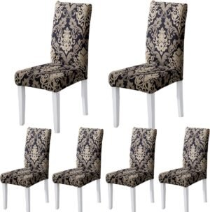 Stoelhoes - 6 Stuks - Stretch - stof - modern - Elastisch - Machinewas - Productafmetingen : 49D x 49B x 55H centimeter - Kleur : Zwarte Klassieker