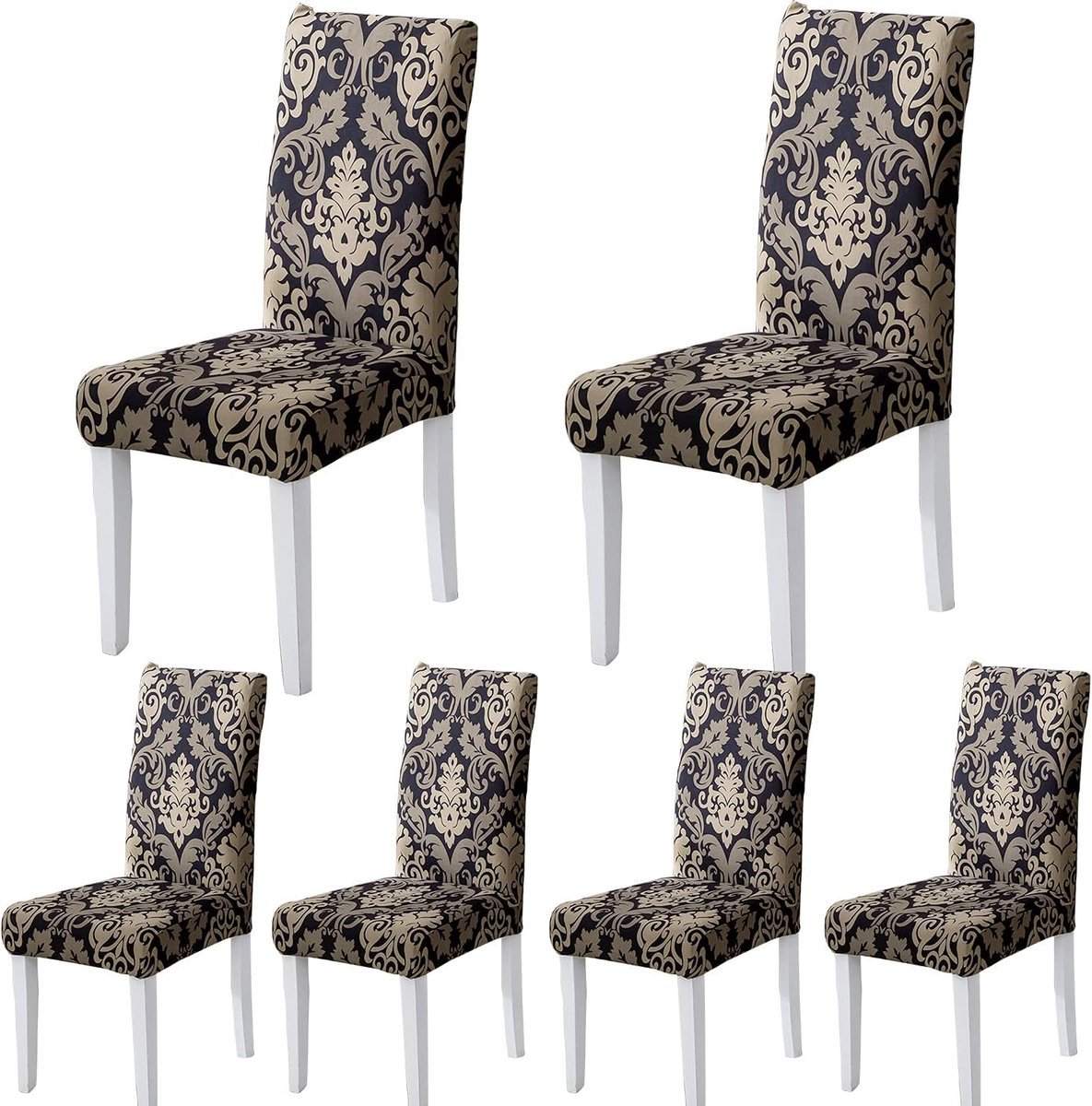 Stoelhoes - 6 Stuks - Stretch - stof - modern - Elastisch - Machinewas - Productafmetingen : 49D x 49B x 55H centimeter - Kleur : Zwarte Klassieker