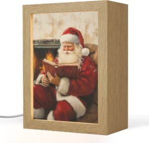 Tafellamp 15x20 cm - LED lamp - Kerst - Kerstman - Winter - Open Haard - Decoratieve tafellampen - Dimbaar - Tafellampje slaapkamer - Woonkamer binnen