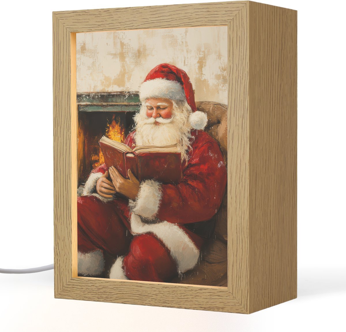 Tafellamp 15x20 cm - LED lamp - Kerst - Kerstman - Winter - Open Haard - Decoratieve tafellampen - Dimbaar - Tafellampje slaapkamer - Woonkamer binnen
