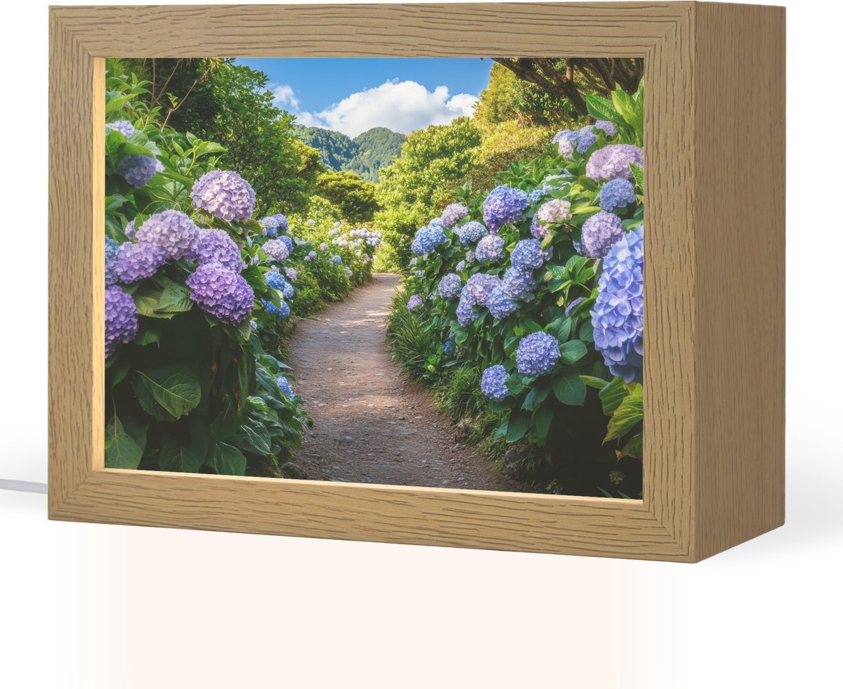 Tafellamp 20x15 cm - LED lamp - Hortsensia - Pad - Bloemen - Decoratieve tafellampen - Dimbaar - Tafellampje slaapkamer - Woonkamer binnen