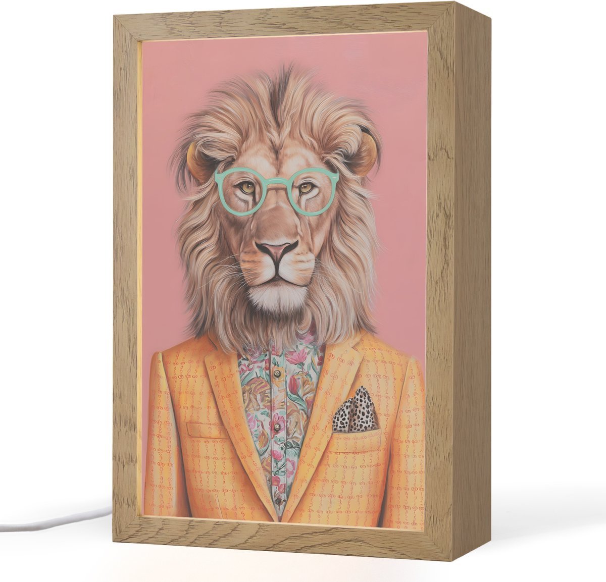 Tafellamp 20x30 cm - LED lamp - Leeuw - Pak - Geruit - Bril - Decoratieve tafellampen - Dimbaar - Tafellampje slaapkamer - Woonkamer binnen
