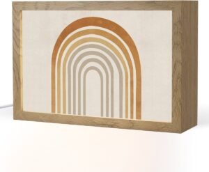Tafellamp 30x20 cm - LED lamp - Minimalistisch - Boog - Lijnen - Beige - Decoratieve tafellampen - Dimbaar - Tafellampje slaapkamer - Woonkamer binnen