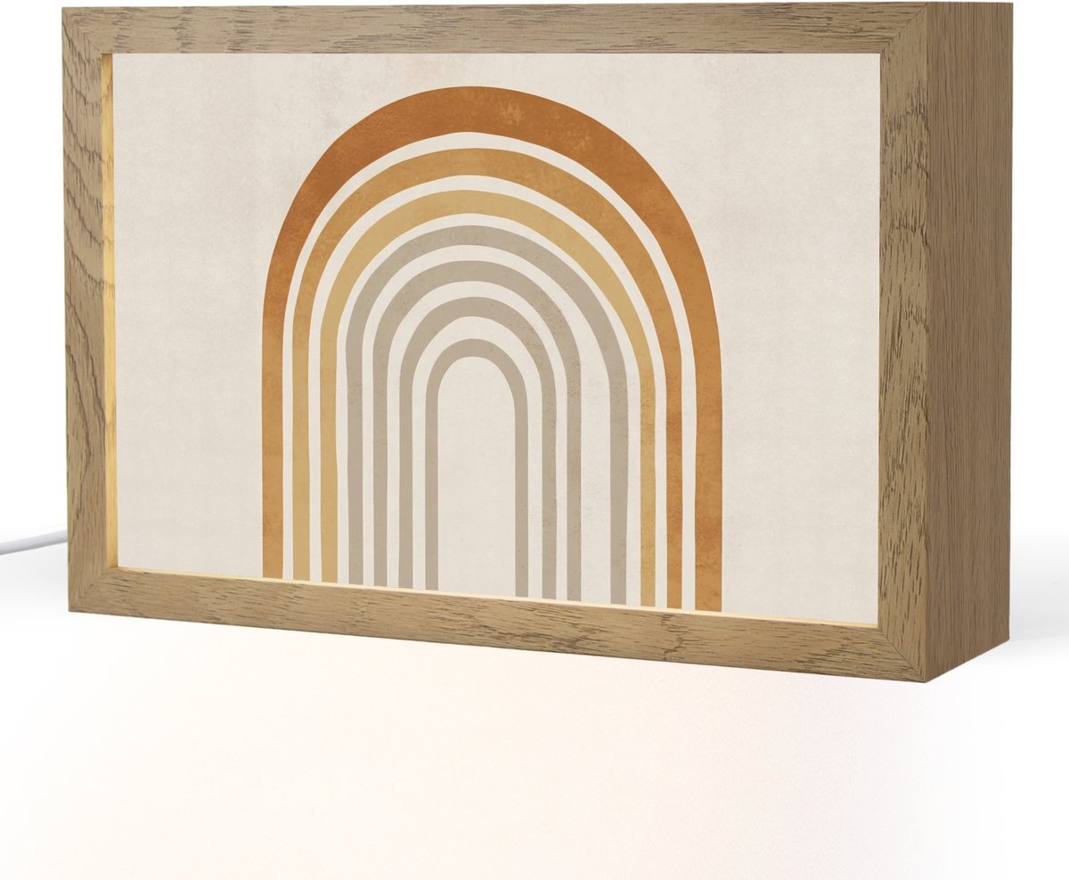 Tafellamp 30x20 cm - LED lamp - Minimalistisch - Boog - Lijnen - Beige - Decoratieve tafellampen - Dimbaar - Tafellampje slaapkamer - Woonkamer binnen