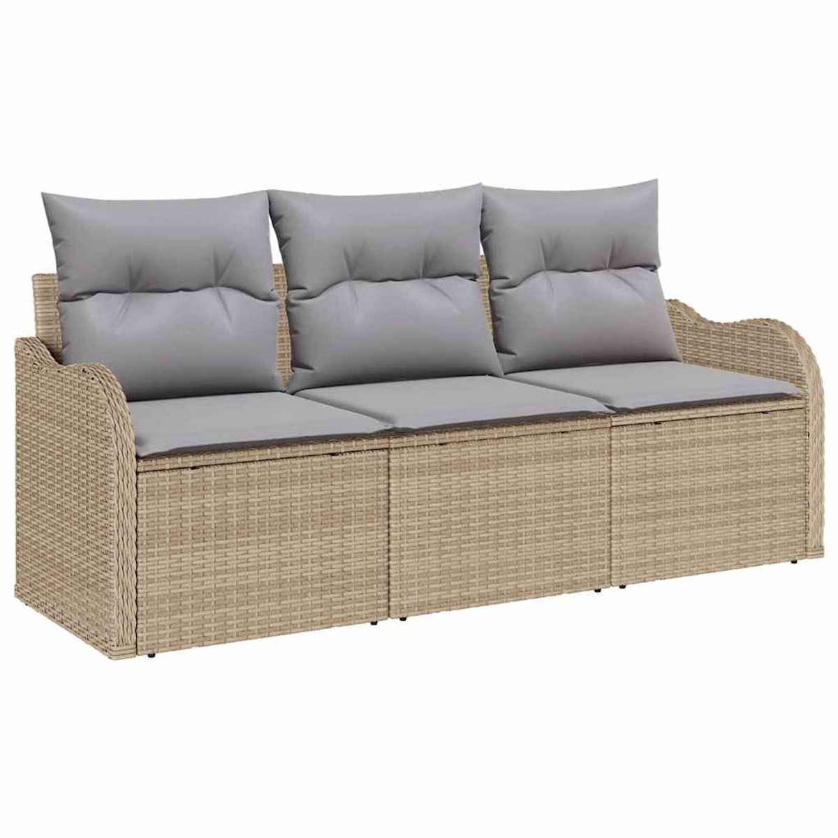 Tuin Sofa Set | Loungeset | Tuinset met kussen met opslag 3 st Beige Poly riet