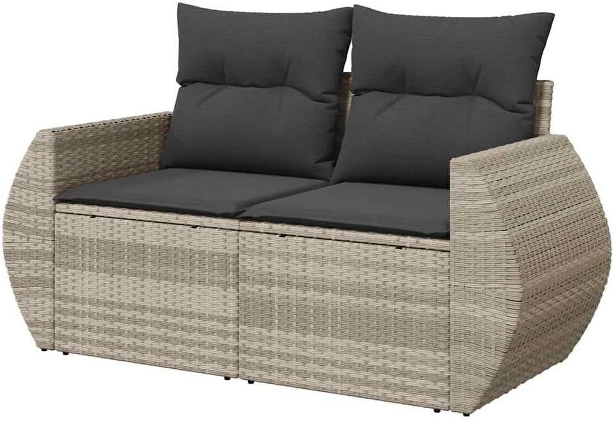 Tuinbank 2-zits - Loungebank buiten - Genieten van buiten - Met dikke kussens - 142 x 69 cm - Lichtgrijs