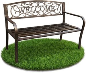 Tuinbank IRYS / Staal Buitenbank / Bruin / Maximale Belasting 320 kg / 127 x 86 x 62 cm