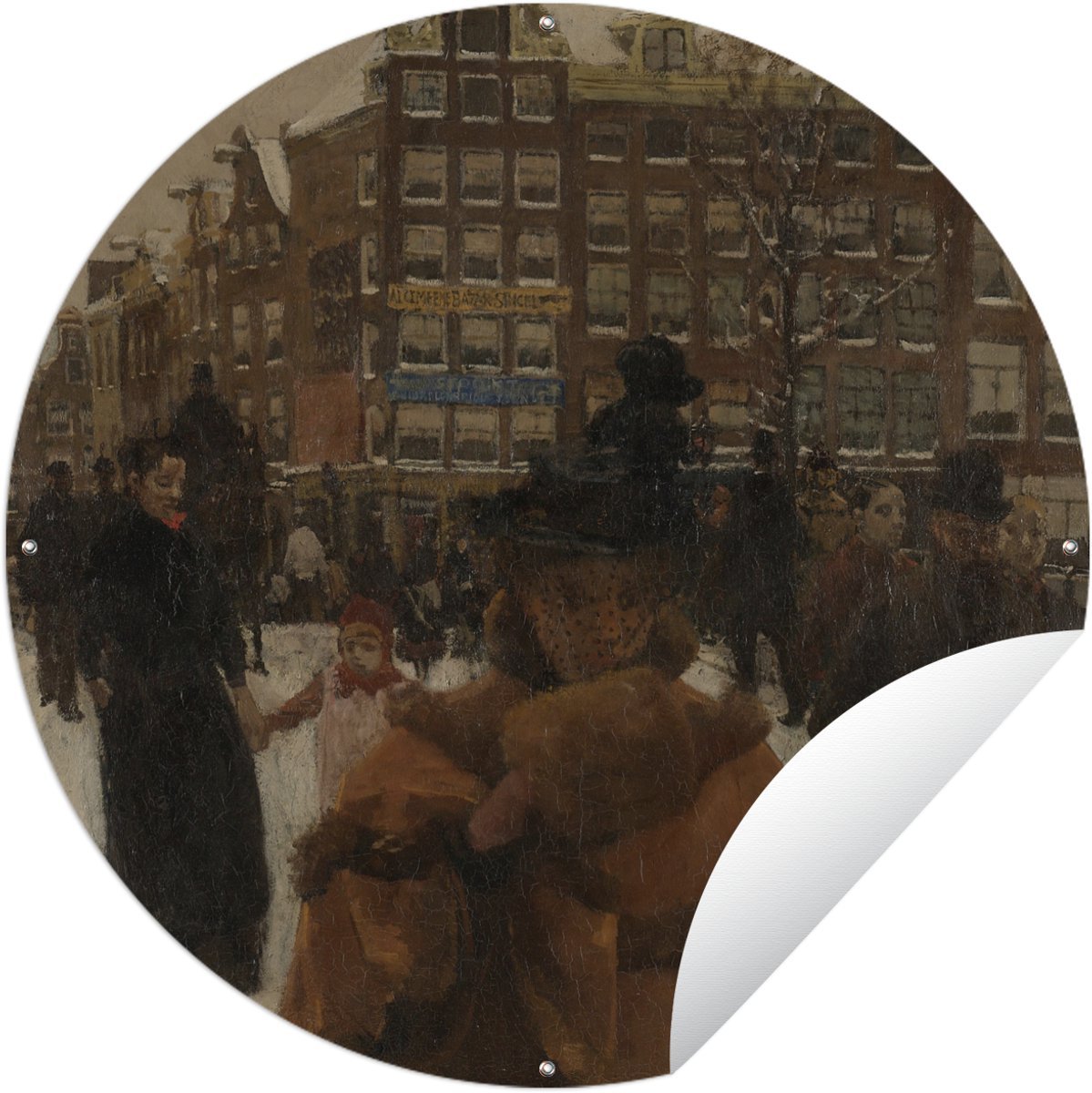 Tuincirkel De Singelbrug bij de Paleisstraat in Amsterdam - Schilderij van George Hendrik Breitner - 150x150 cm - Ronde Tuinposter - Buiten