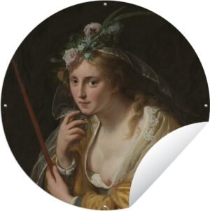 Tuincirkel Een herderin - Schilderij van Paulus Moreelse - 150x150 cm - Ronde Tuinposter - Buiten
