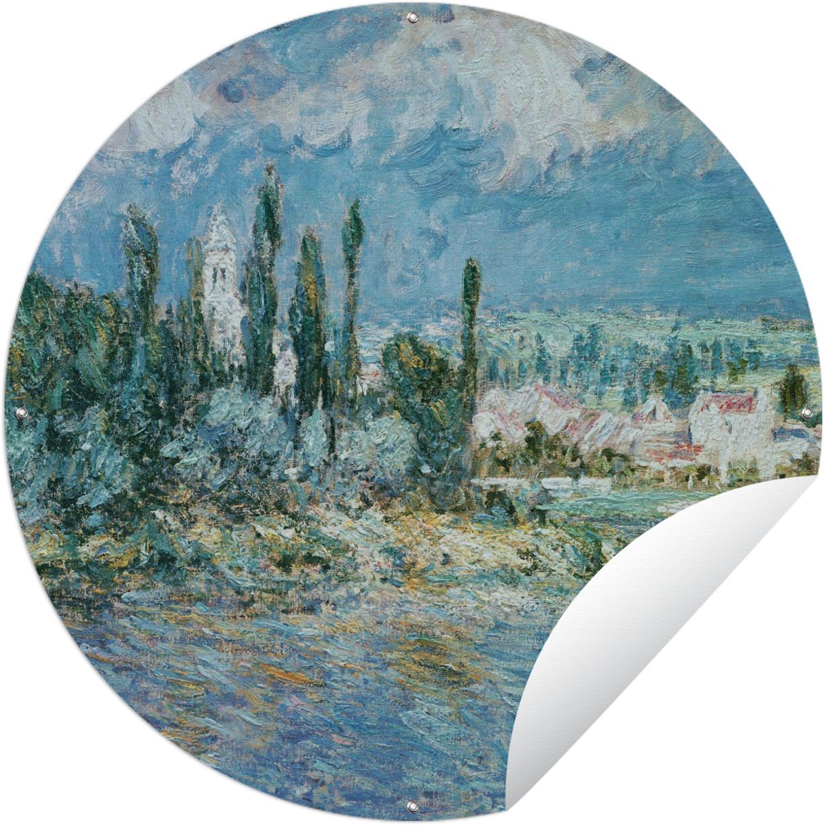 Tuincirkel Landscape with thunderstorm - Schilderij van Claude Monet - 150x150 cm - Ronde Tuinposter - Buiten