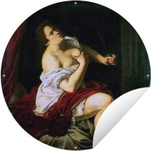 Tuincirkel Lucretia - schilderij van Artemisia Gentileschi - 150x150 cm - Ronde Tuinposter - Buiten