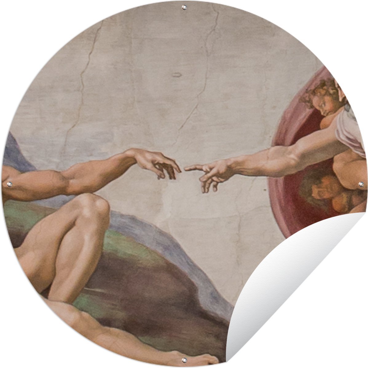 Tuincirkel Schepping van Adam - Michelangelo - 150x150 cm - Ronde Tuinposter - Buiten