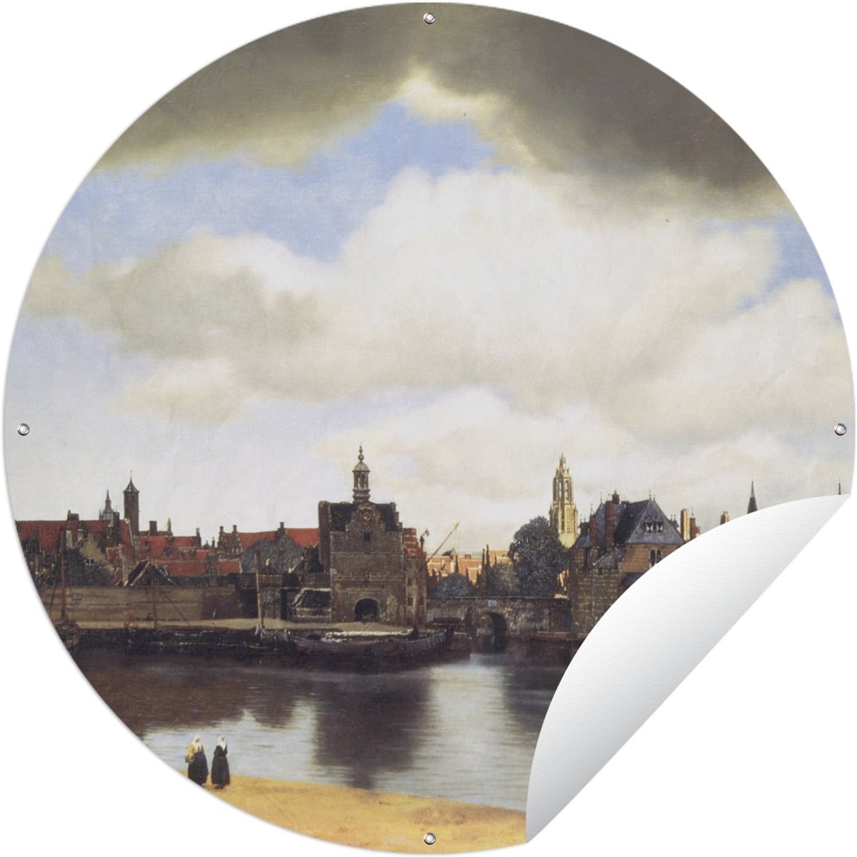 Tuincirkel View of Delft - Johannes Vermeer - 150x150 cm - Ronde Tuinposter - Buiten