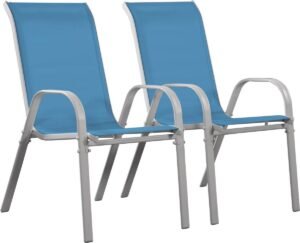 Tuinstoel "Cordoba" stoel fauteuil outdoor textileen - Phoenix - Blauw - Set 2 stuks